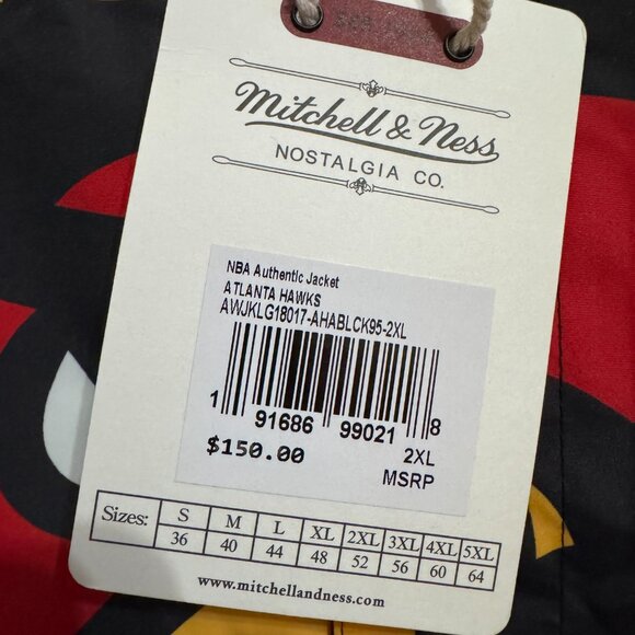 Atlanta Hawks Mitchell & Ness Official NBA 1995/96 Authentic Jacket 2XL NEW $150 - Picture 9 of 9